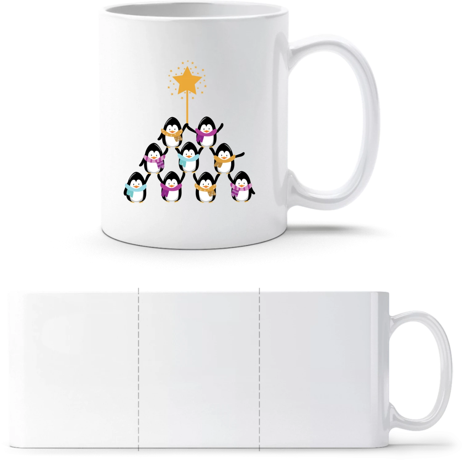 Penguin Christmas Tree - White White mug - front