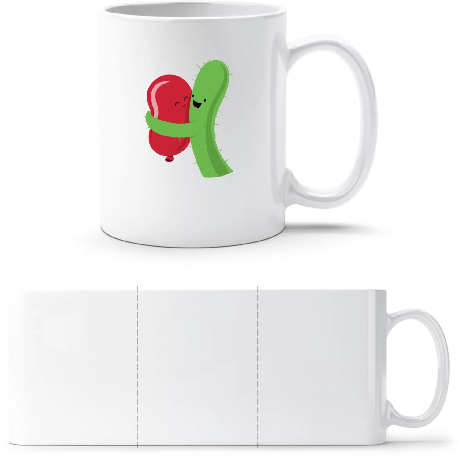 Cactus Hug Balloon - White White mug - front