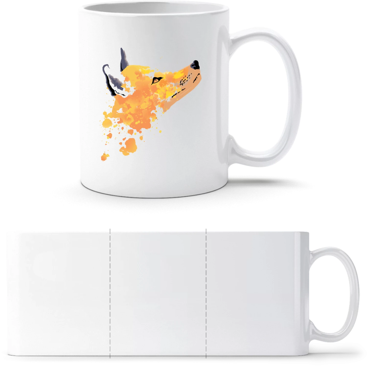 Watercolour Fox Head - White White mug - front