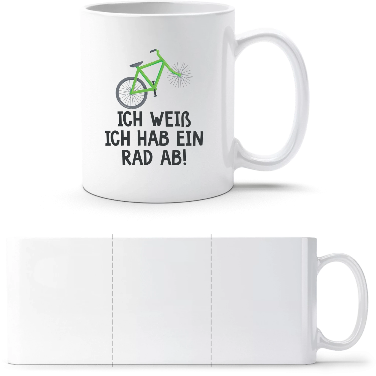 Ich hab ein Rad ab - White White mug - front