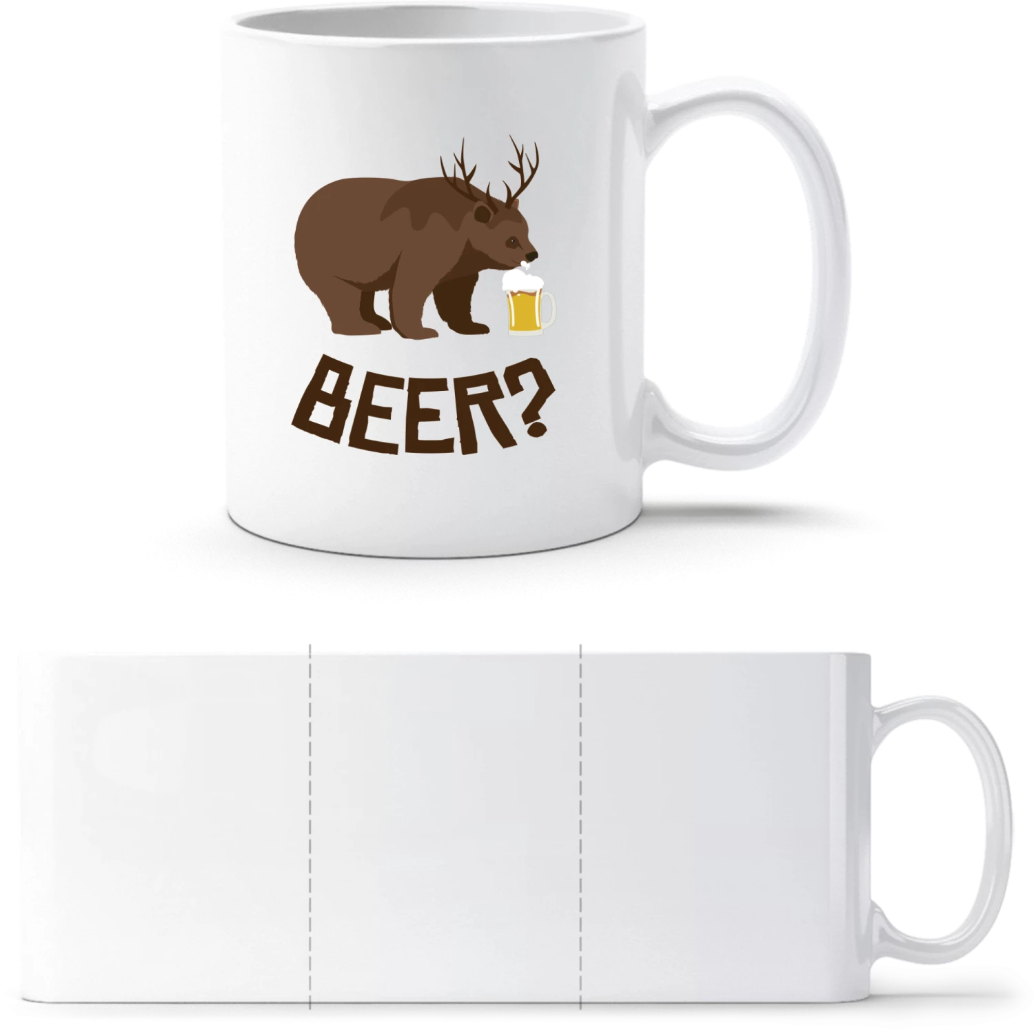 Bear + Deer = Beer? - White White mug - front