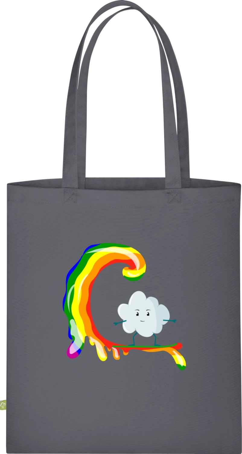 Cloud Surfs On Rainbow Wave - Graphite Grey Organic Bag for Life - Front