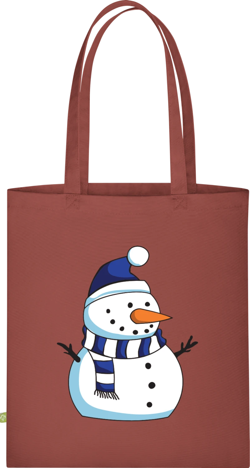 Snowman Illustration - Orange Rust Organic Bag for Life - Front