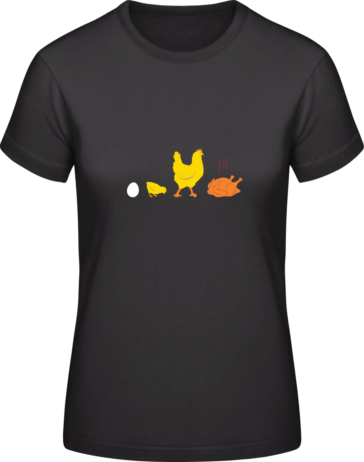 Chicken Evolution - Black #E190 women T-Shirt - Front