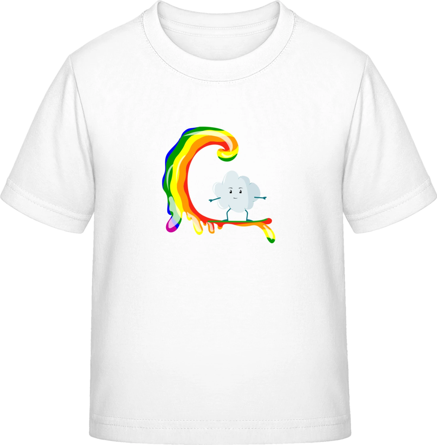 Cloud Surfs On Rainbow Wave - White Exact 190 Kids - Front