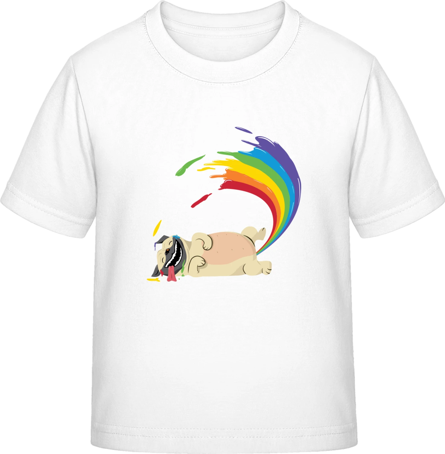 Pug Pooping A Rainbow - White Exact 190 Kids - Front
