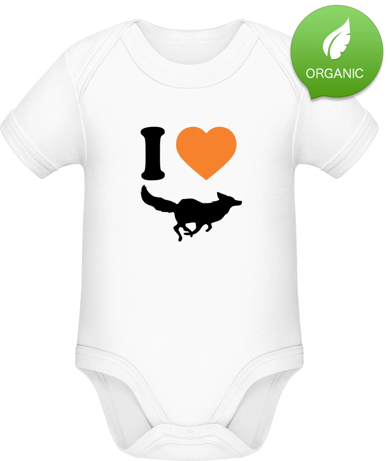 I Love Fox - White Organic Bodysuit - Front