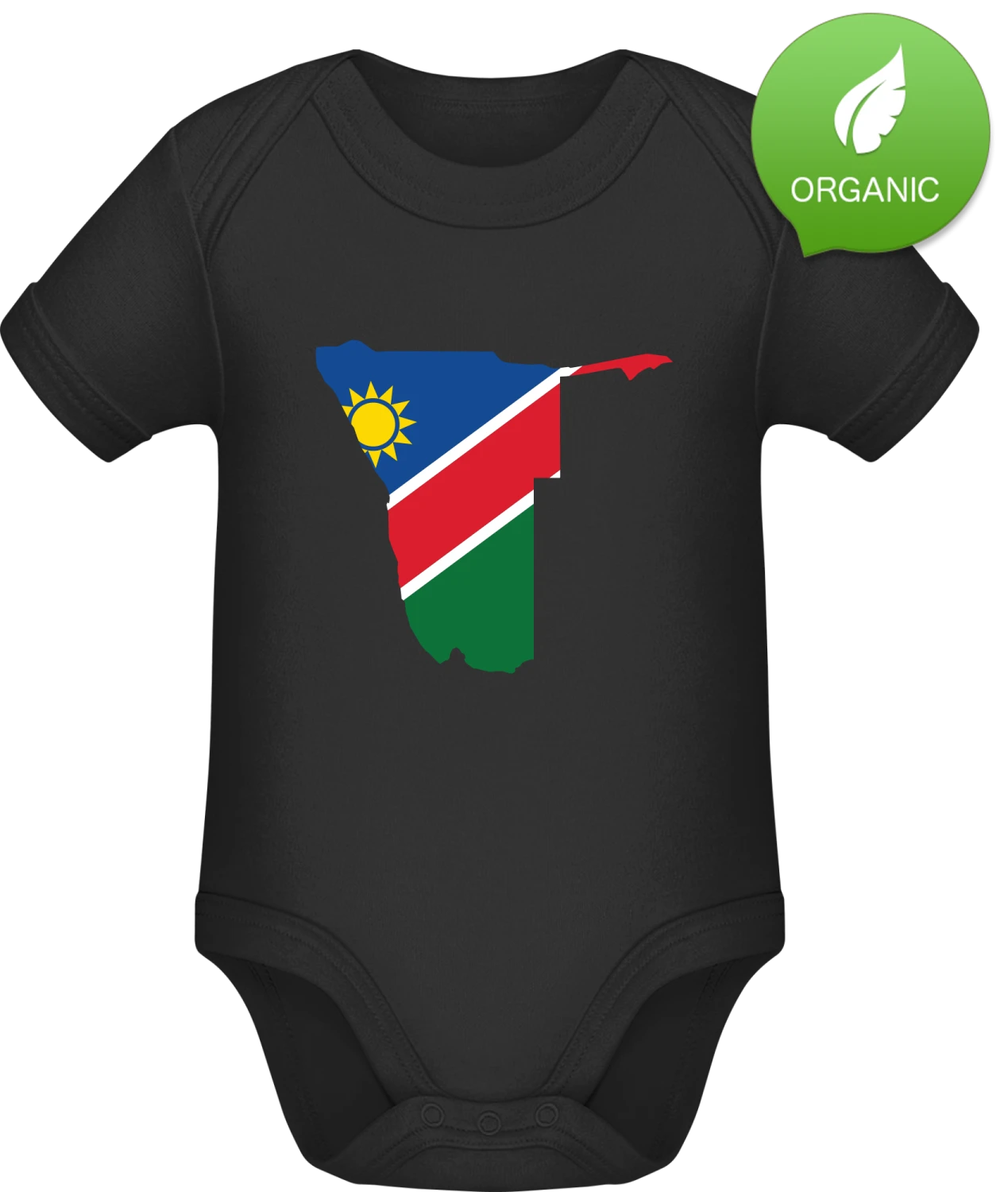 Namibia Map - Black Organic Bodysuit - Front