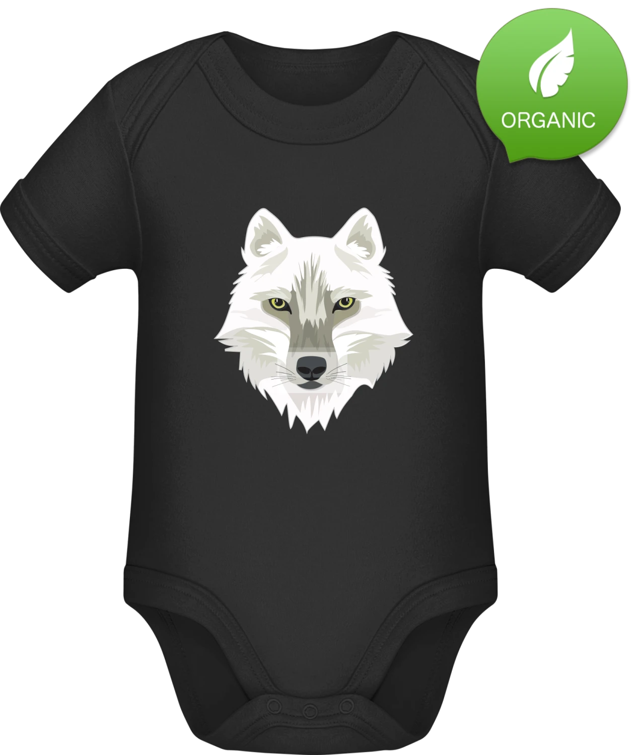 White Wolf - Black Organic Bodysuit - Front