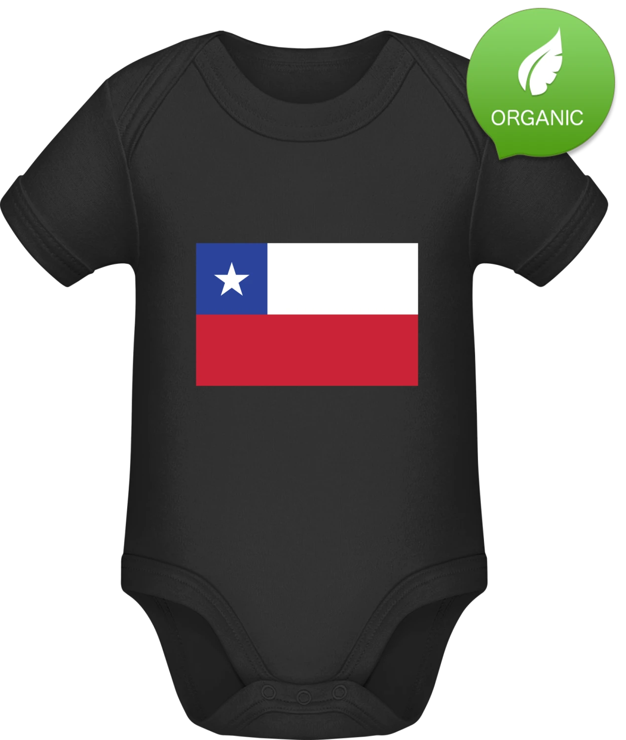 Chile Flag - Black Organic Bodysuit - Front