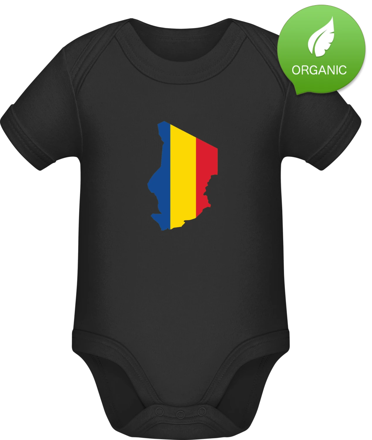 Tschad Map - Black Organic Bodysuit - Front