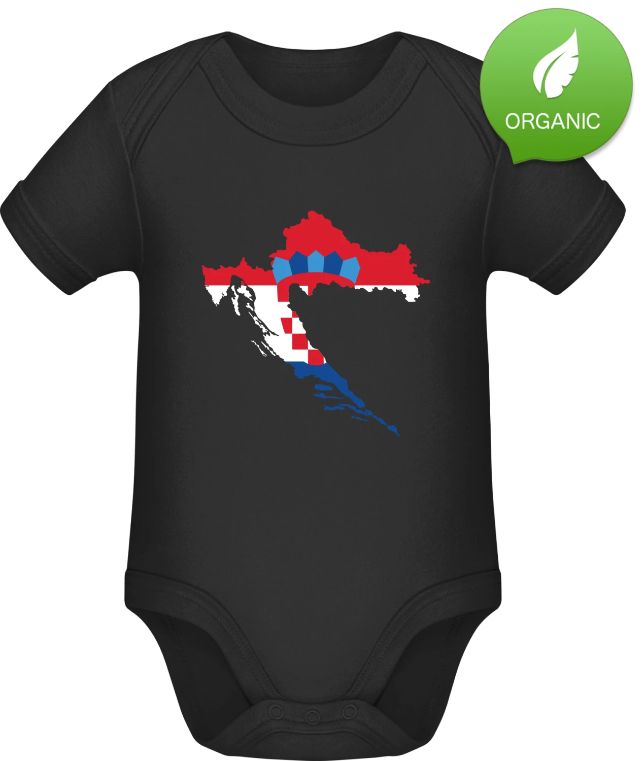 Croatia - Black Organic Bodysuit - Front