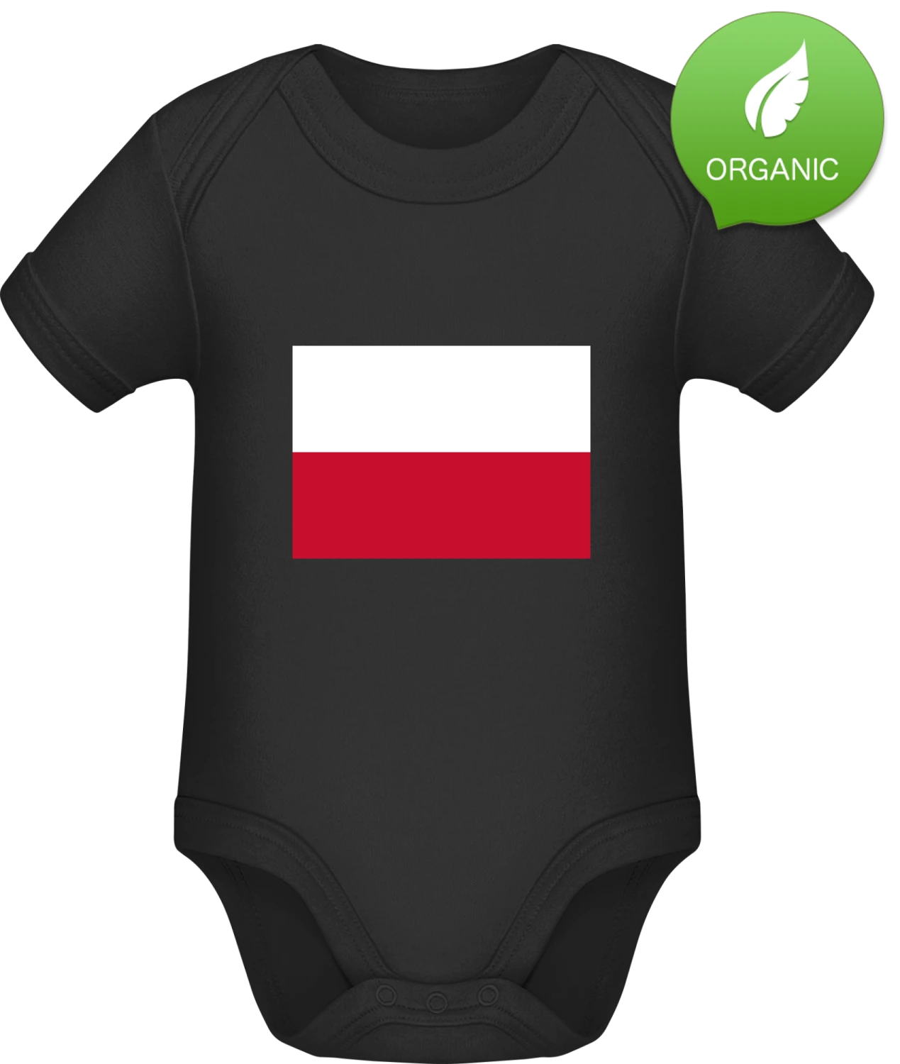 Poland Flag - Black Organic Bodysuit - Front