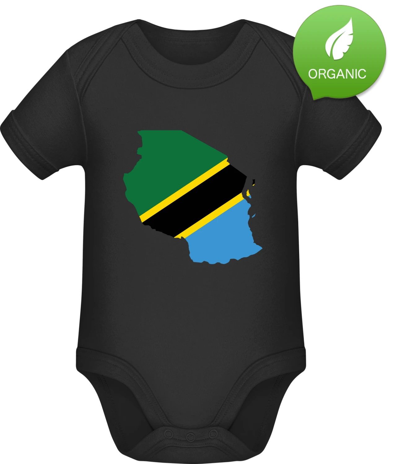 Tansania Map - Black Organic Bodysuit - Front