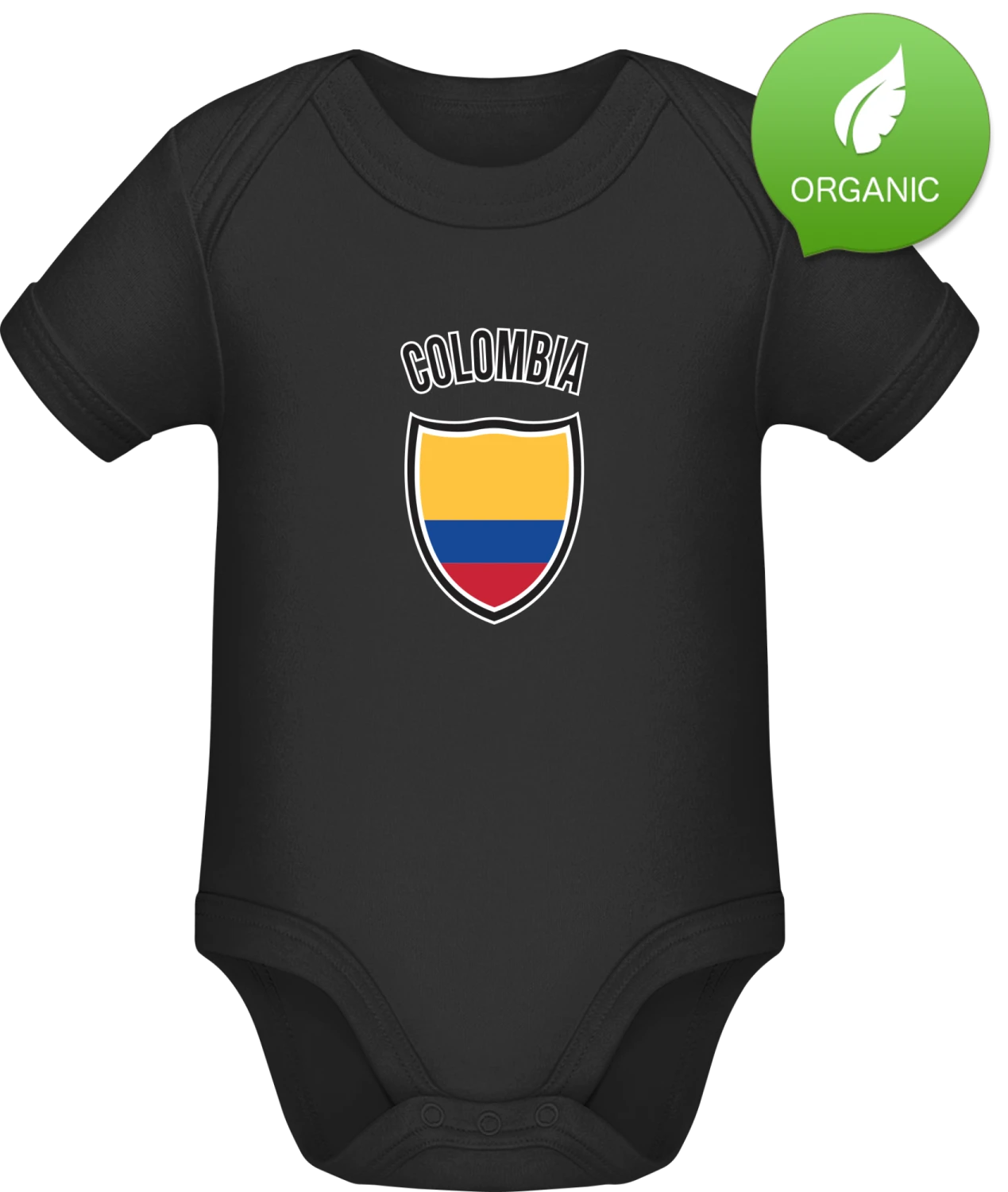 Colombia Shield - Black Organic Bodysuit - Front