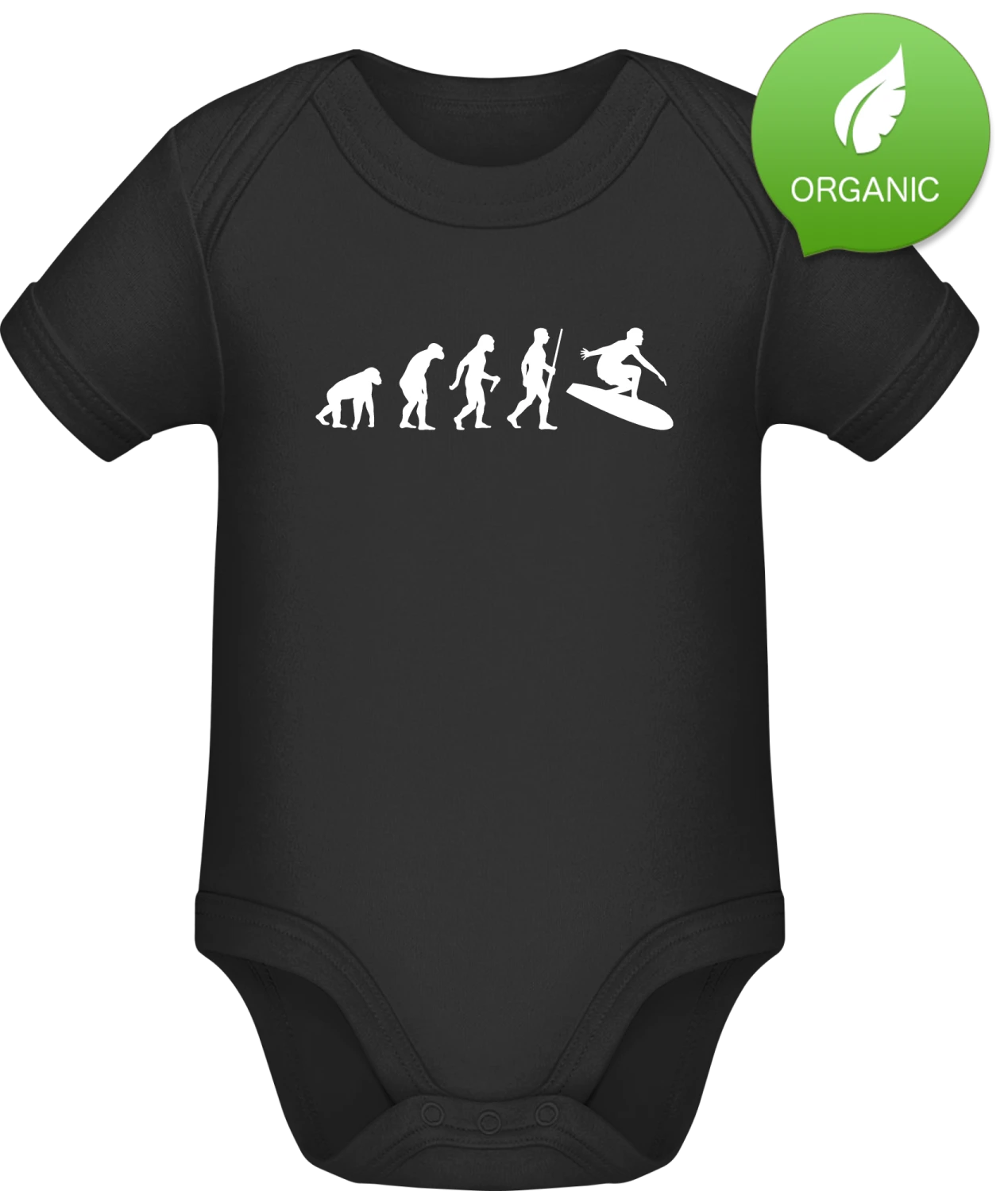 Surfing Surfer Evolution - Black Organic Bodysuit - Front