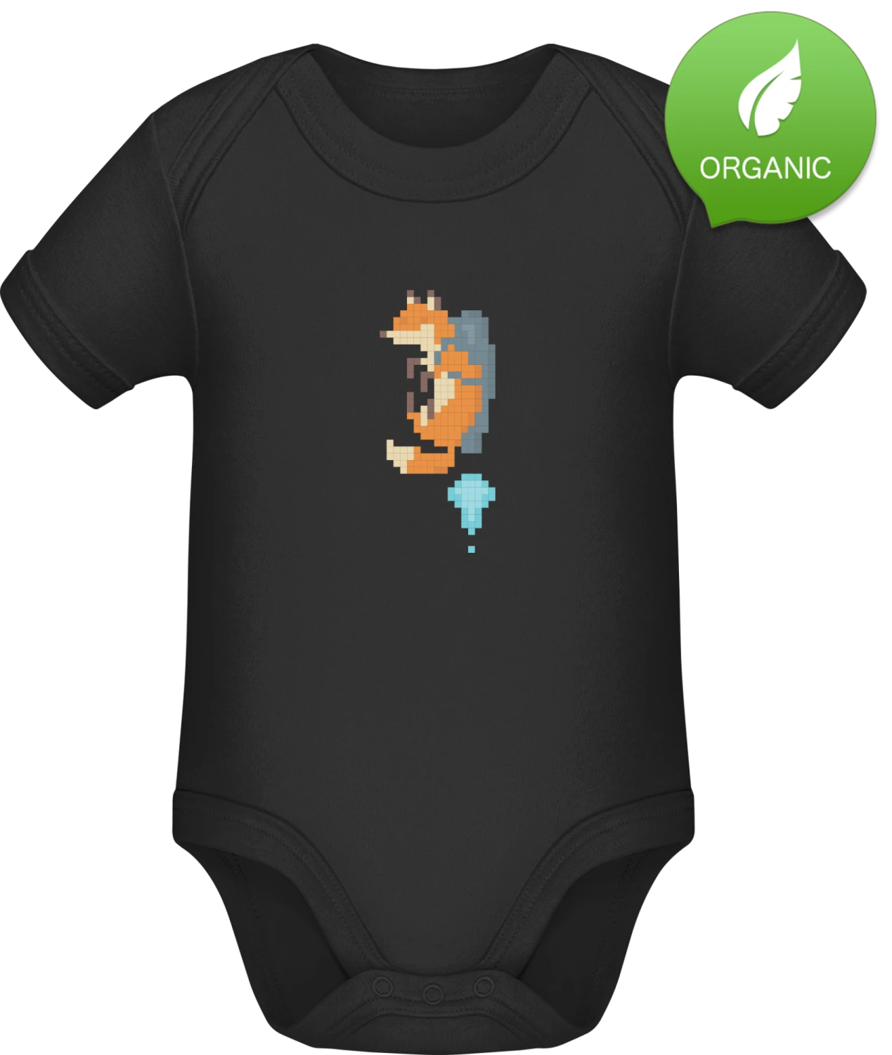 Jetpack Fox - Black Organic Bodysuit - Front