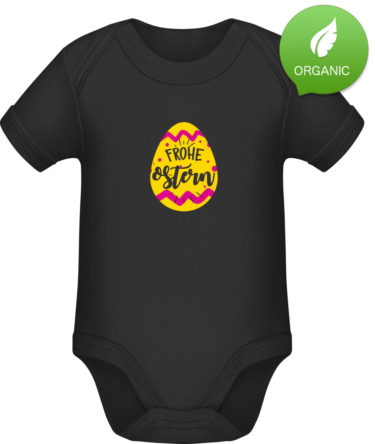 Frohe Ostern - Black Organic Bodysuit - Front