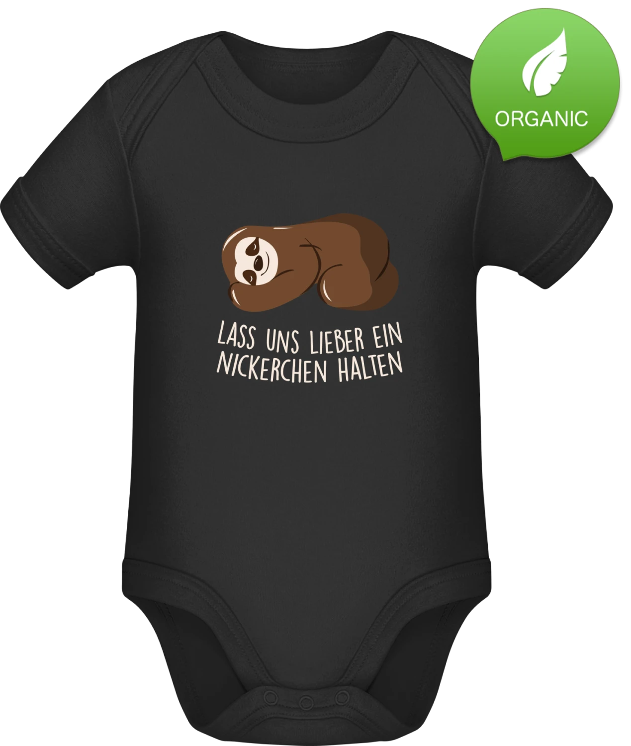 Lass uns lieber ein Nickerchen machen - Black Organic Bodysuit - Front