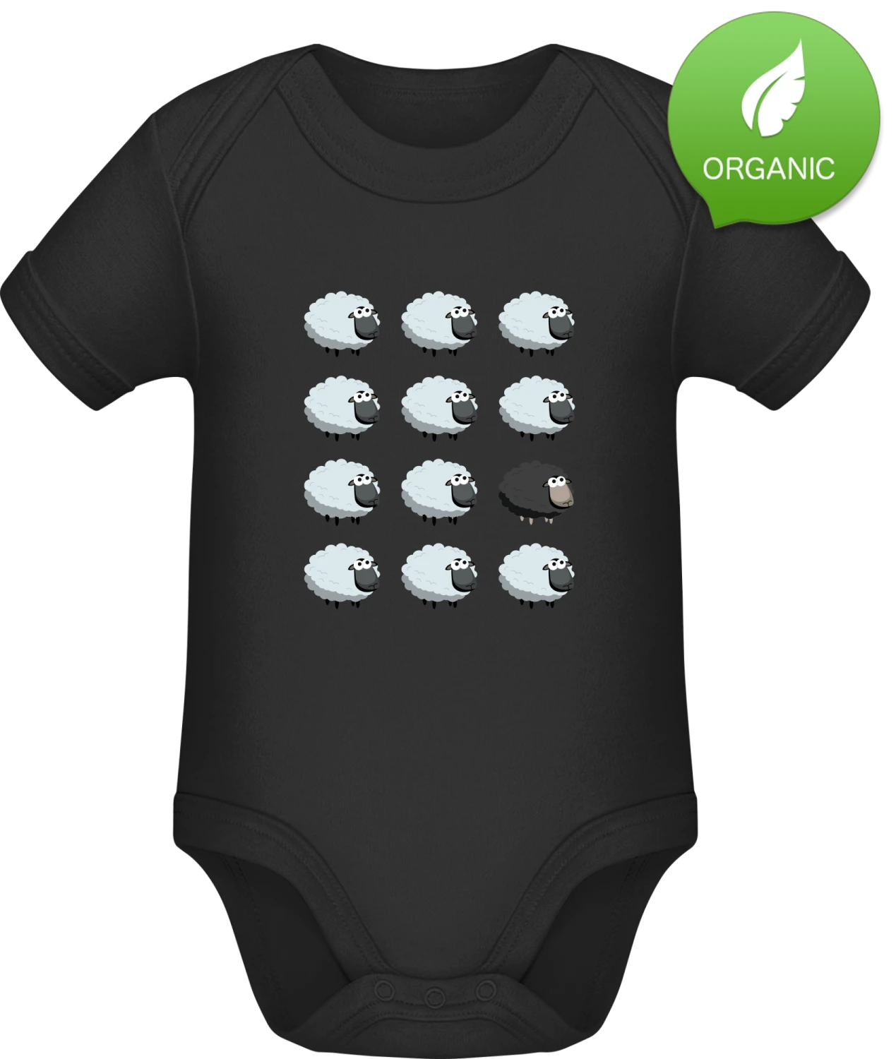 Black Sheep Different - Black Organic Bodysuit - Front