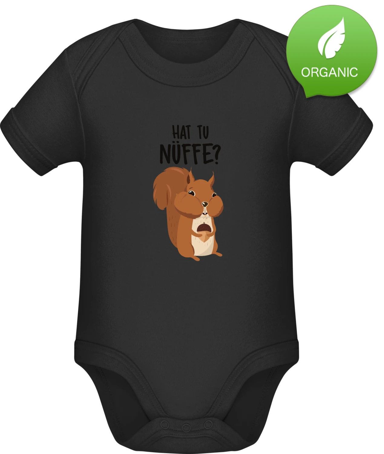 Hat Tu Nüffe. Eichhörnchen - Black Organic Bodysuit - Front