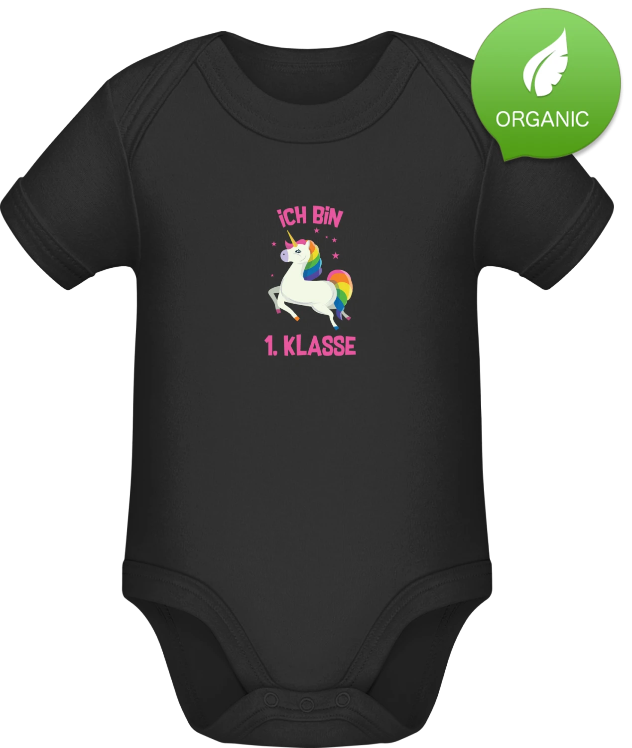 Ich bin 1. Klasse - Black Organic Bodysuit - Front