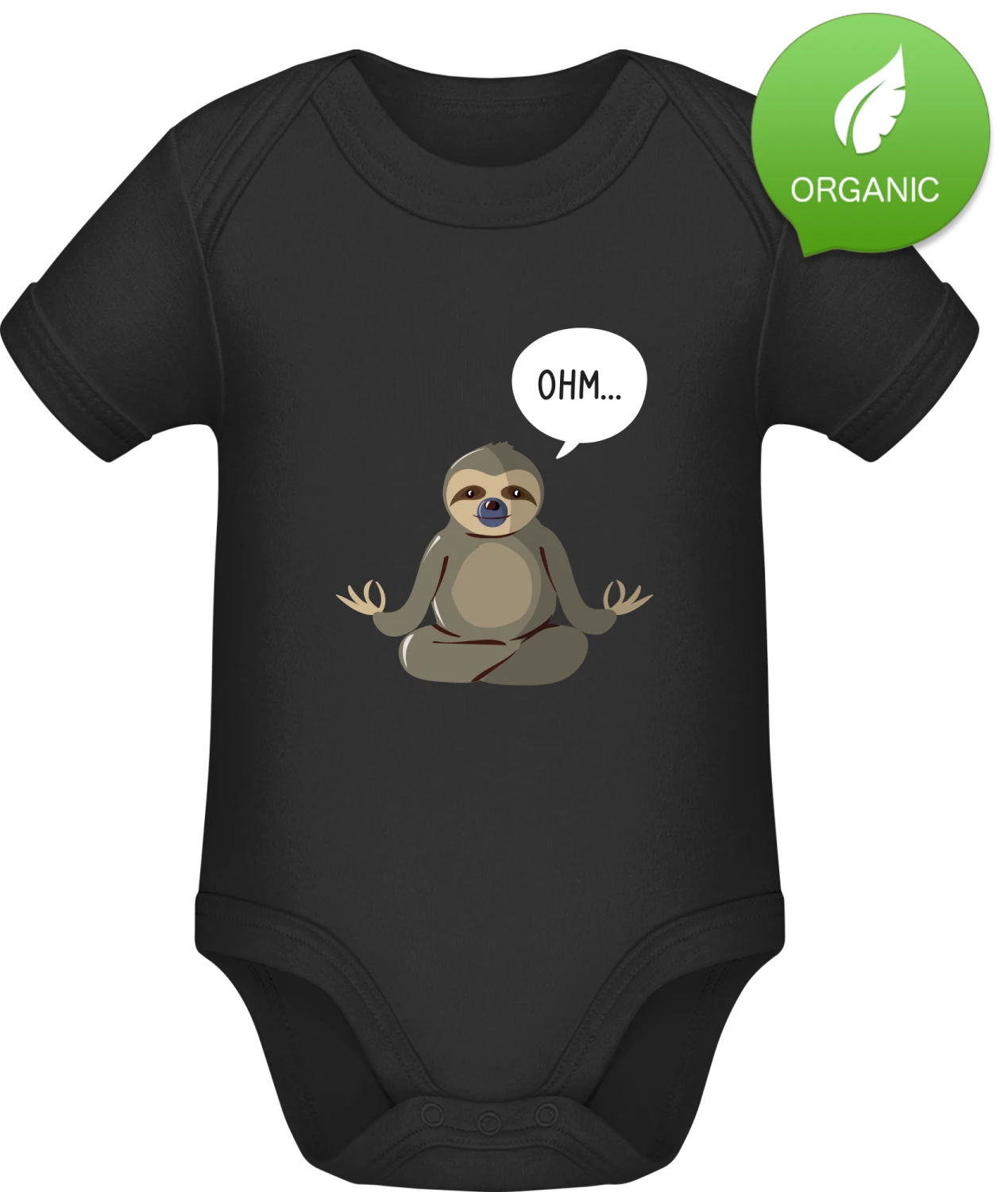 Ohm Sloth - Black Organic Bodysuit - Front