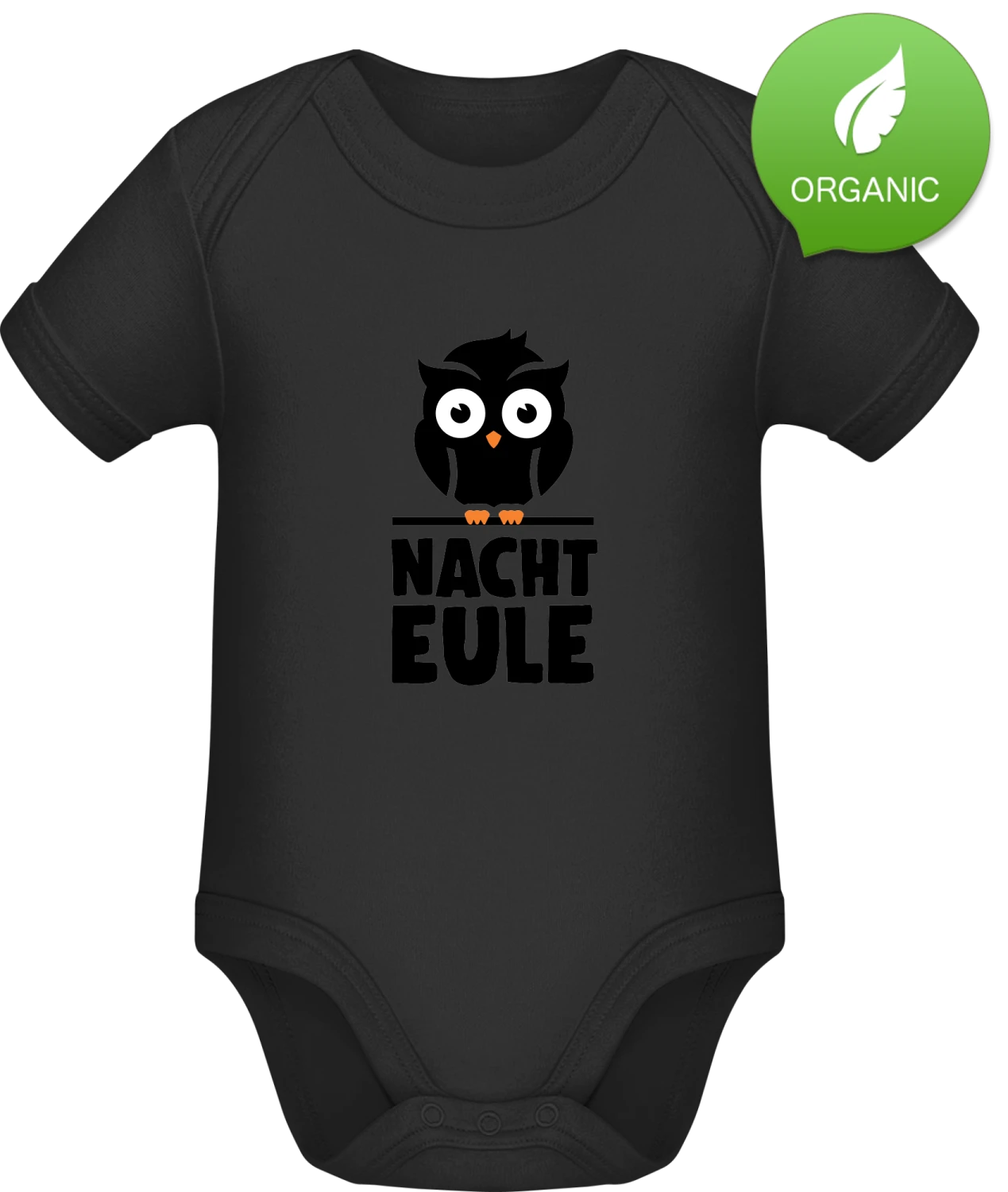 Nacht Eule - Black Organic Bodysuit - Front