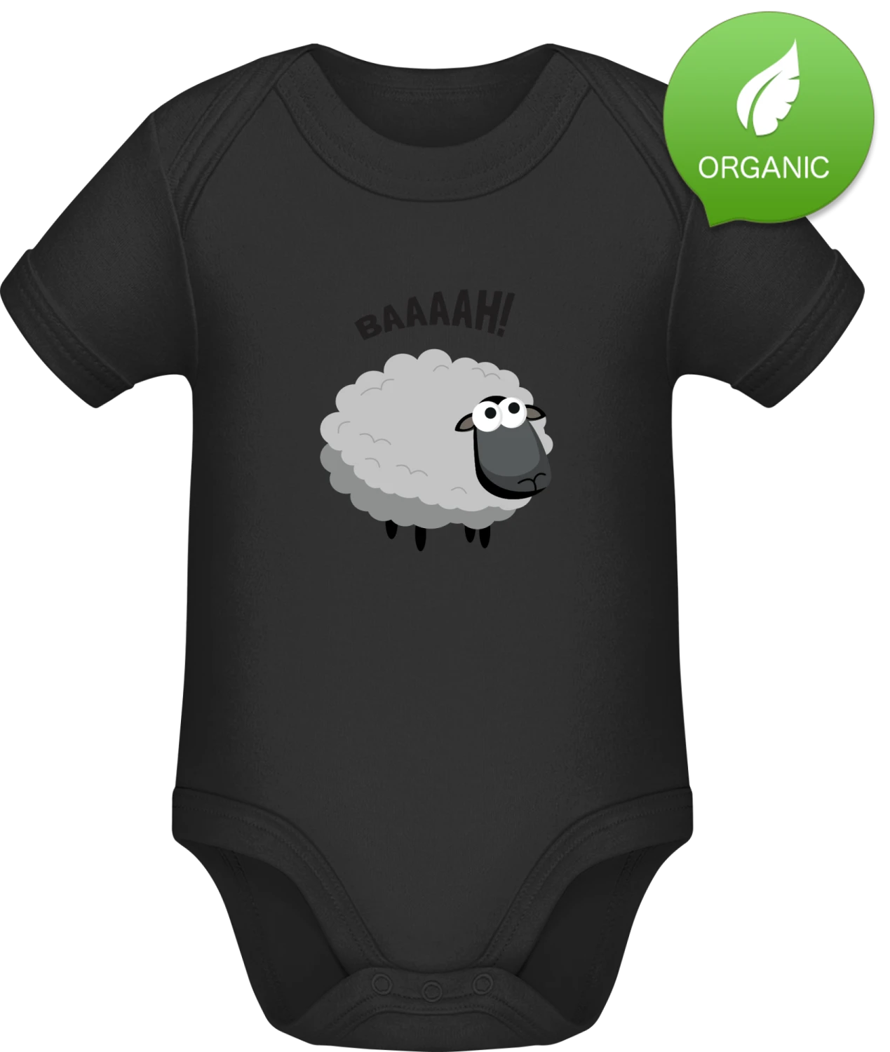 Baaaah Sheep - Black Organic Bodysuit - Front
