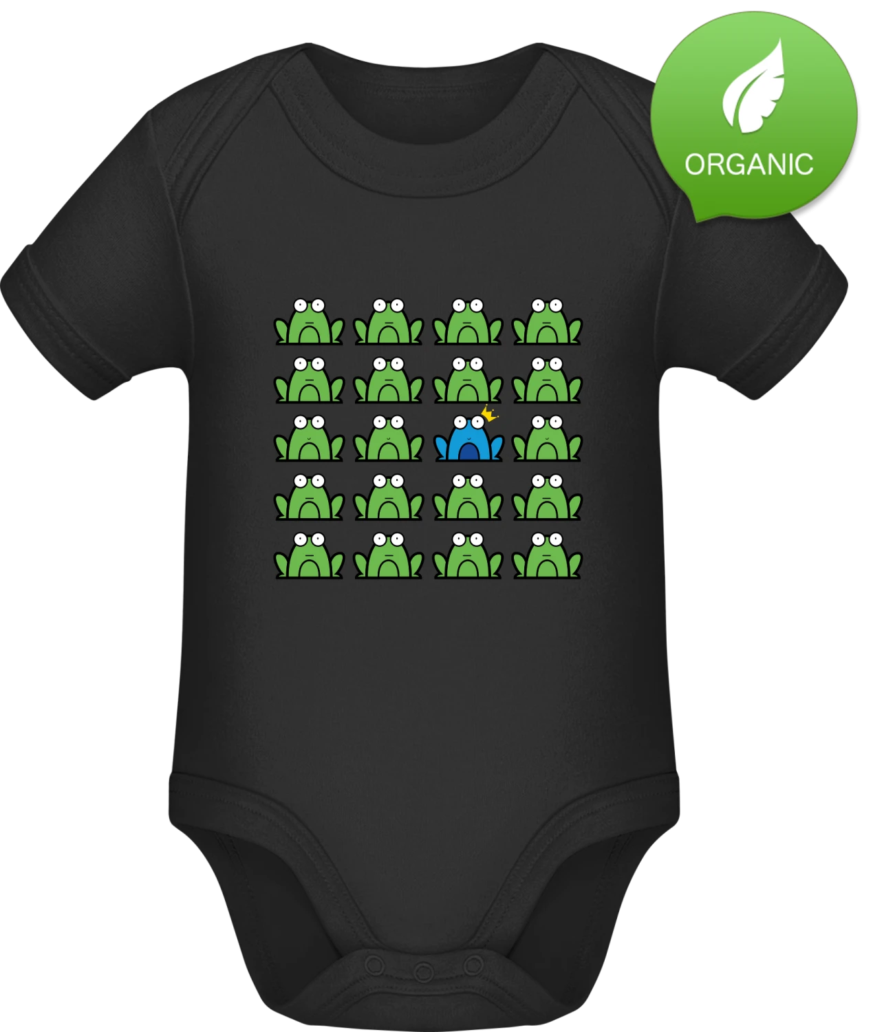 Be Different Frog - Black Organic Bodysuit - Front