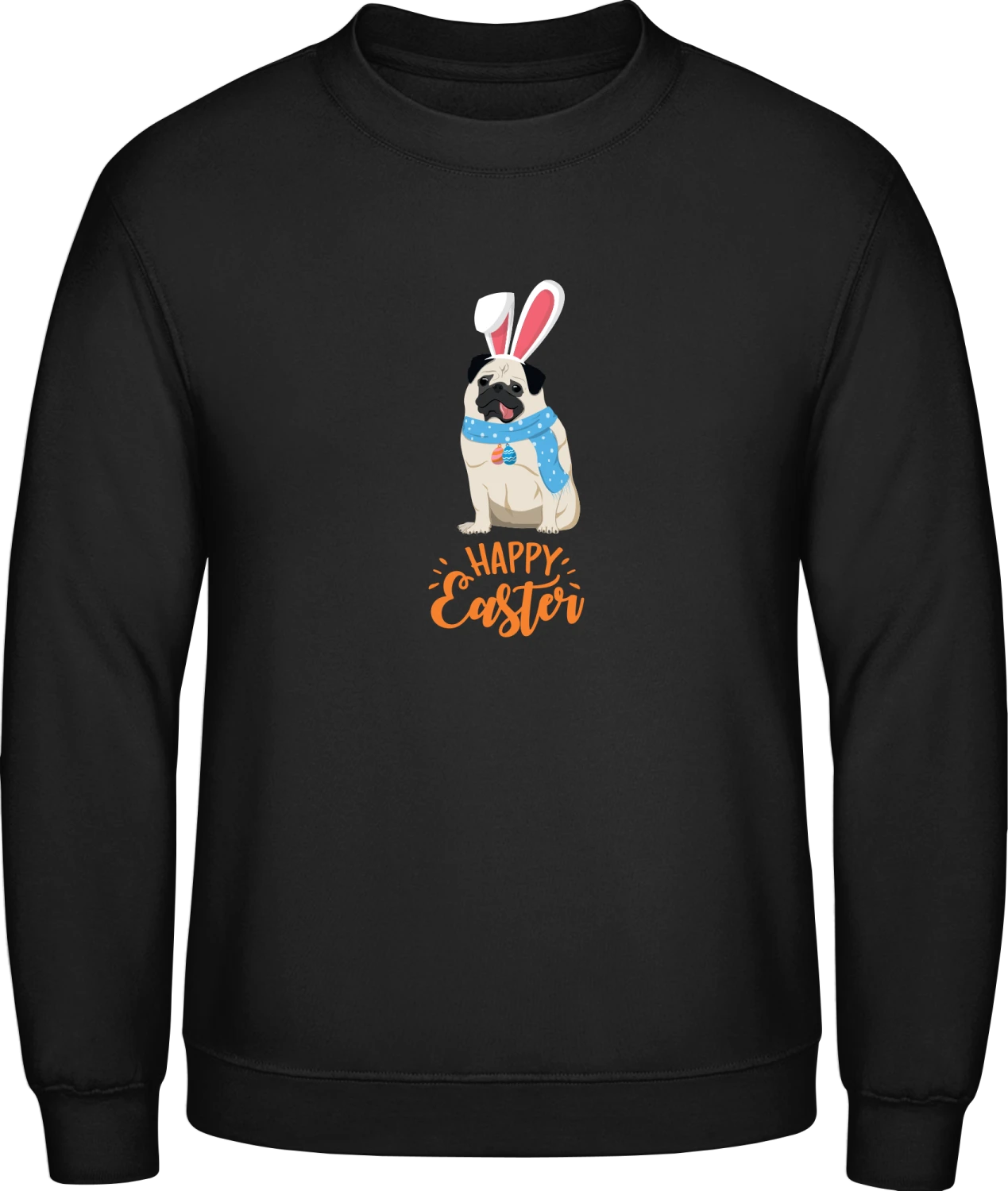 Happy Easter Pug - Black AWDis sweatshirt Men - Front