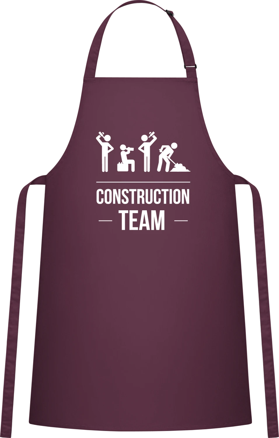 Construction Team - Aubergine Cotton Bib Apron - Front