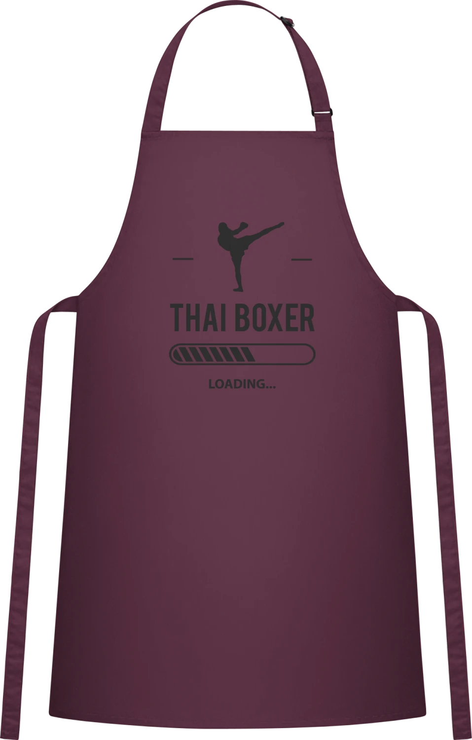 Thai Boxer Loading - Aubergine Cotton Bib Apron - Front