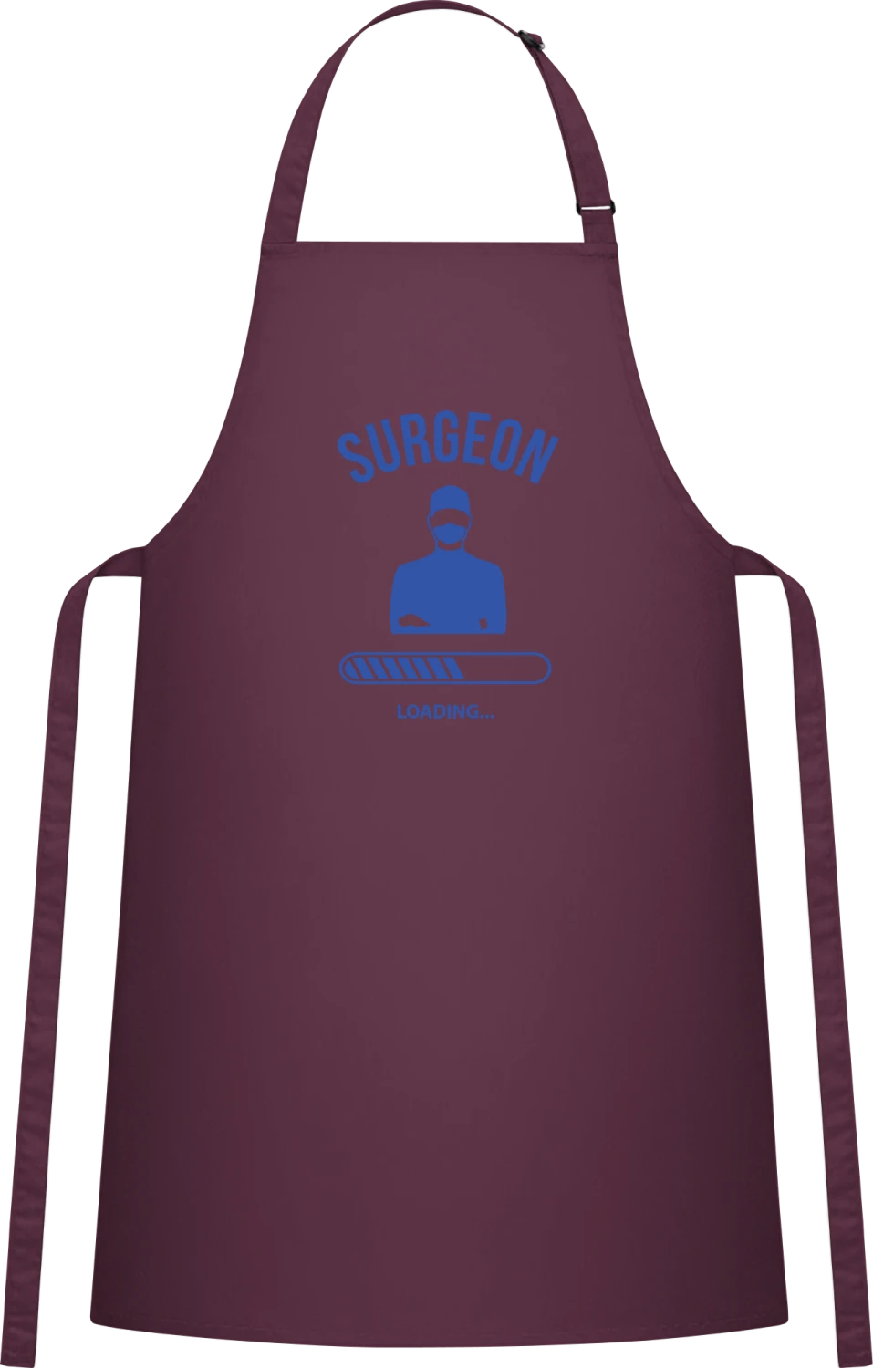 Surgeon Loading - Aubergine Cotton Bib Apron - Front