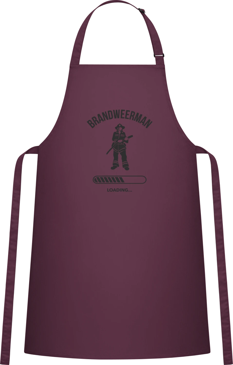 Brandweerman Loading - Aubergine Cotton Bib Apron - Front