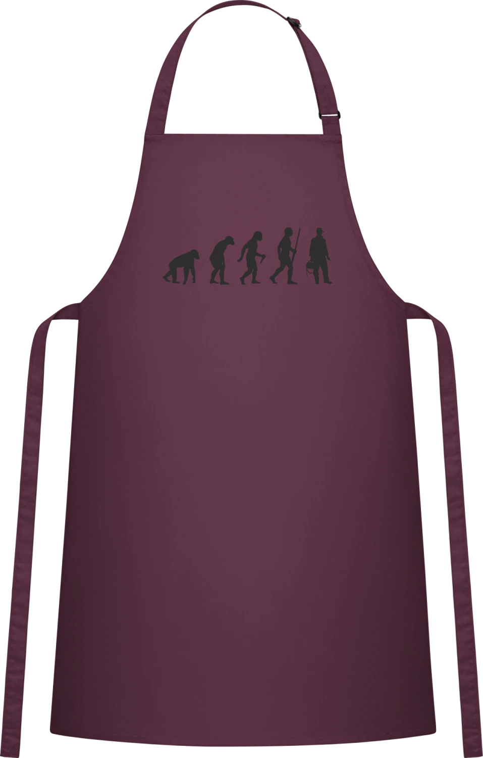 Electrician Evolution - Aubergine Cotton Bib Apron - Front