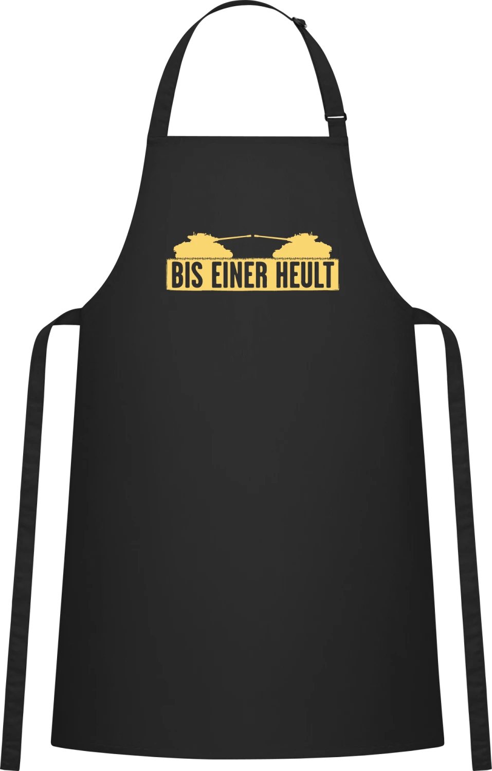 Bis Einer Heult Panzer - Black Cotton Bib Apron - Front