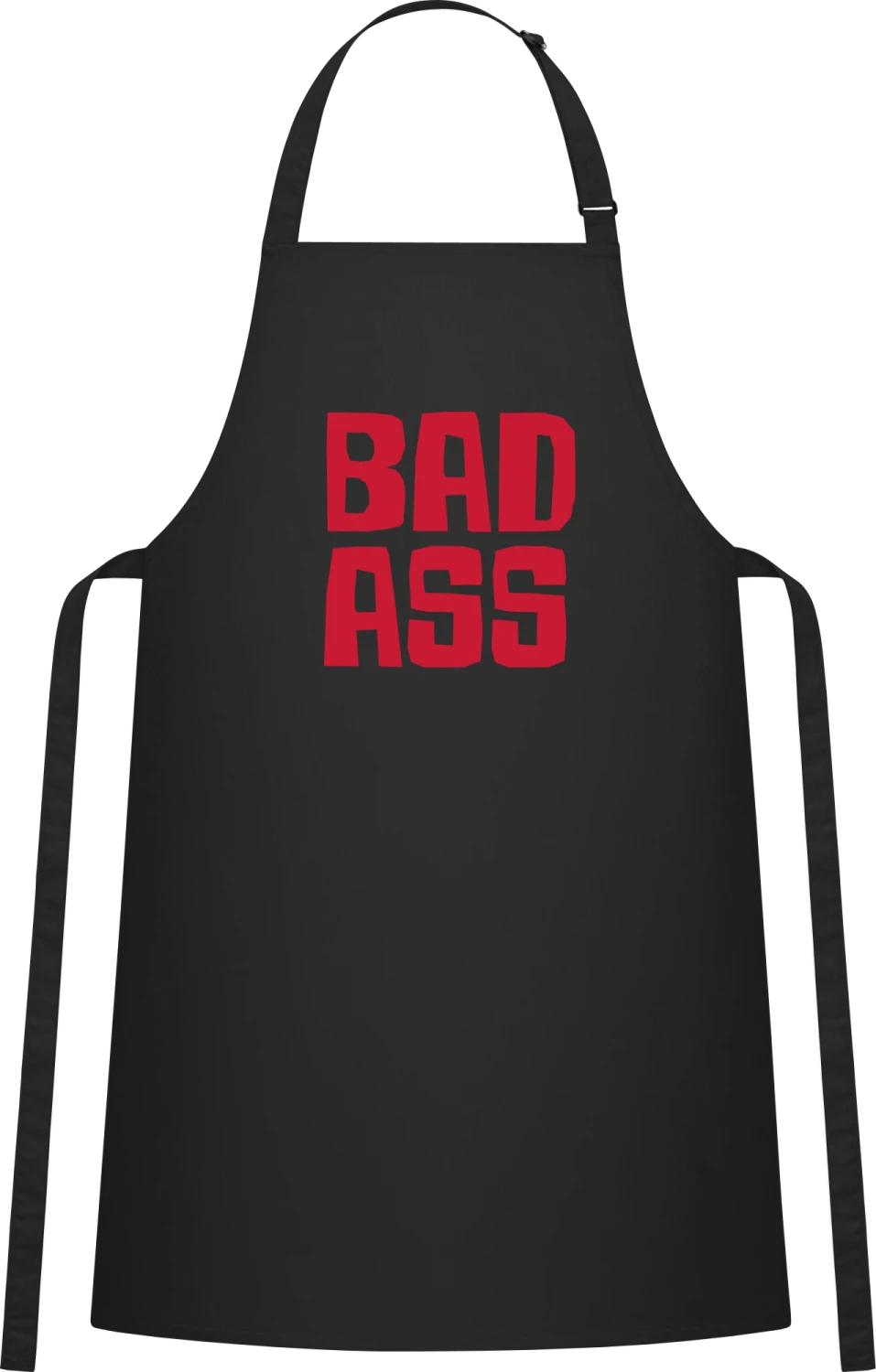 Bad Ass - Black Cotton Bib Apron - Front