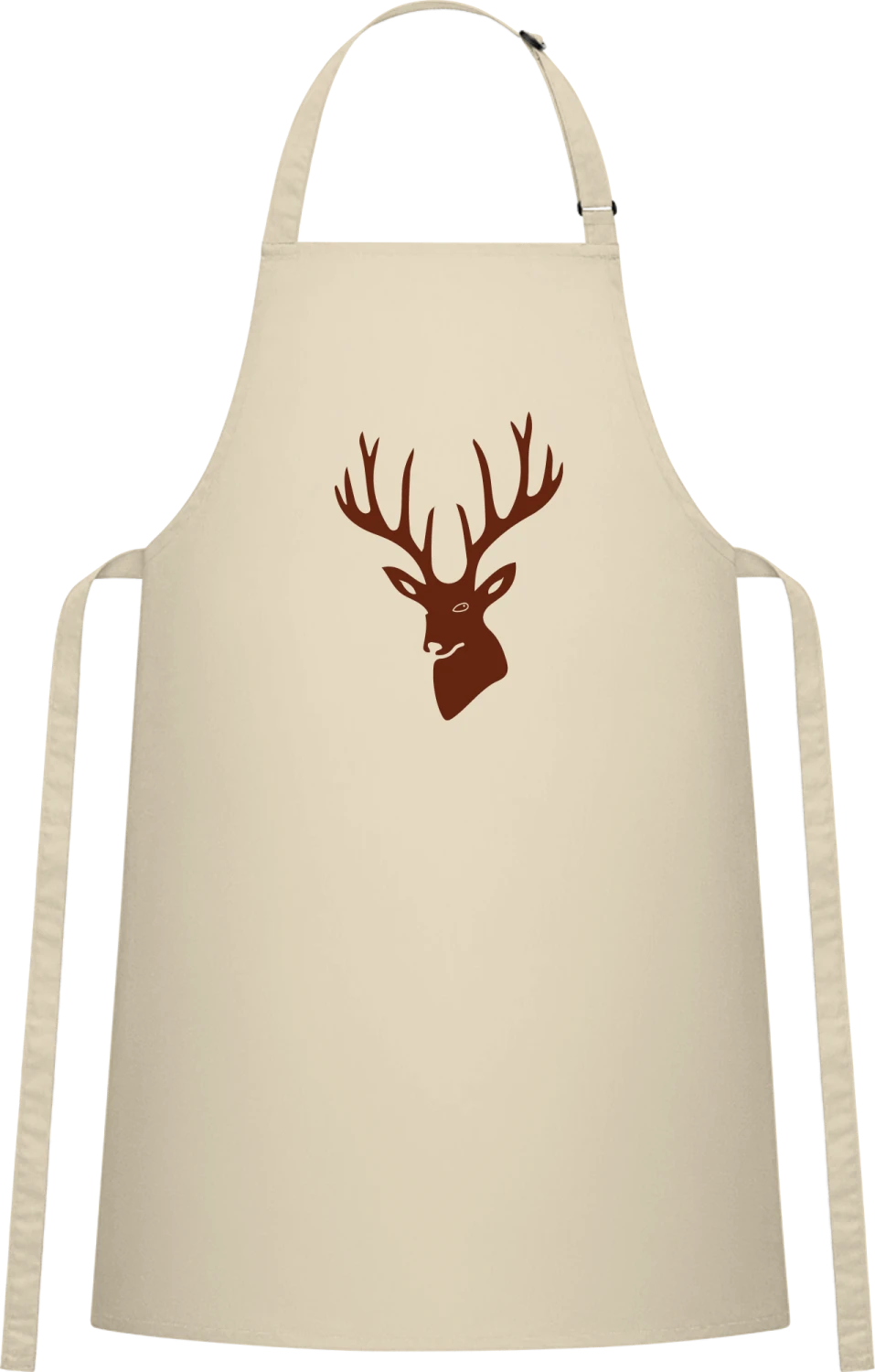 Deer Head Silhouette - Natural Cotton Bib Apron - Front
