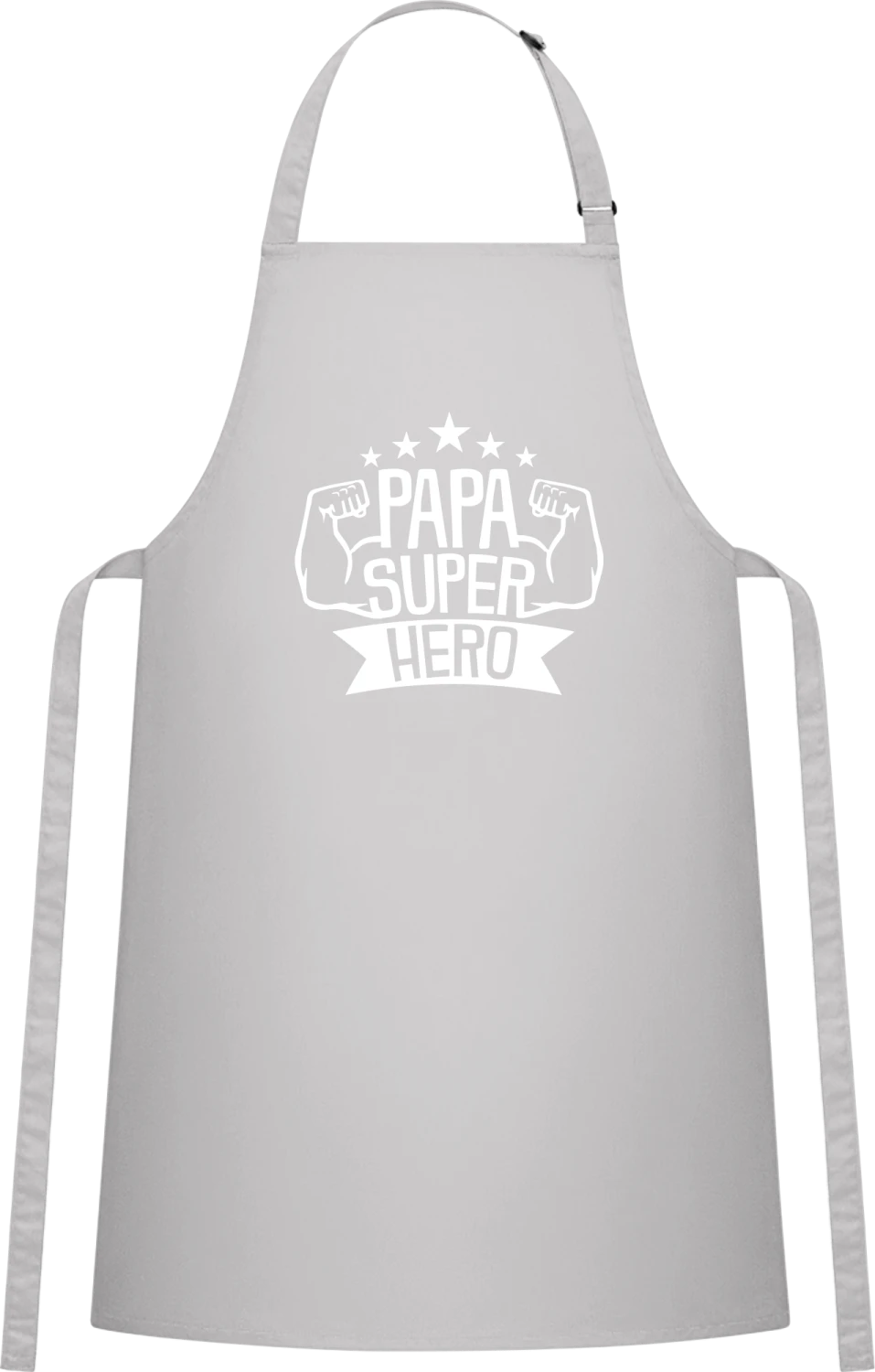 Papa Super Hero - Silver Cotton Bib Apron - Front
