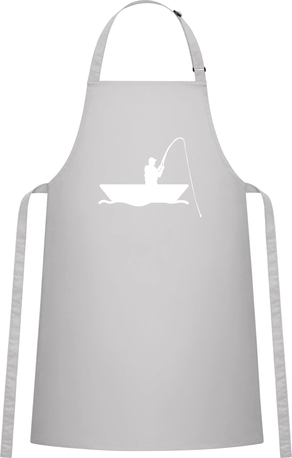 Fisherboat Angler - Silver Cotton Bib Apron - Front