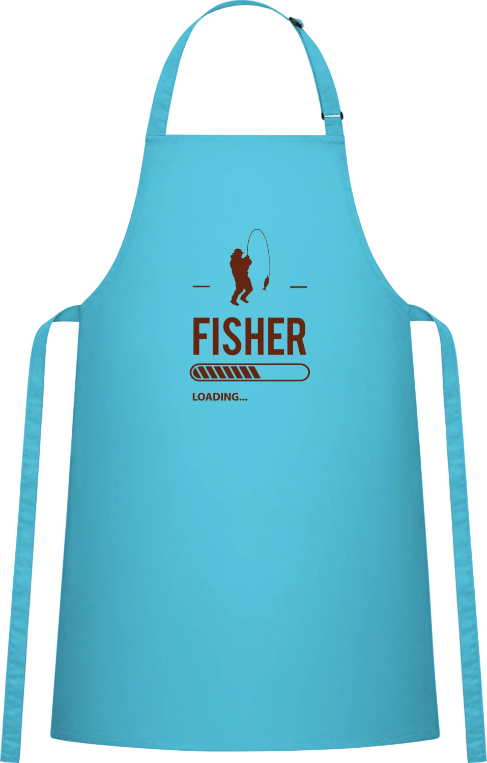 Fisher Loading - Turquoise Cotton Bib Apron - Front