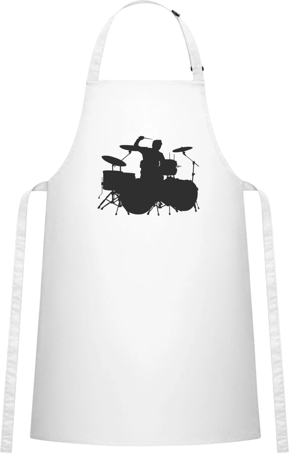 Drummer Silhouette - White Cotton Bib Apron - Front