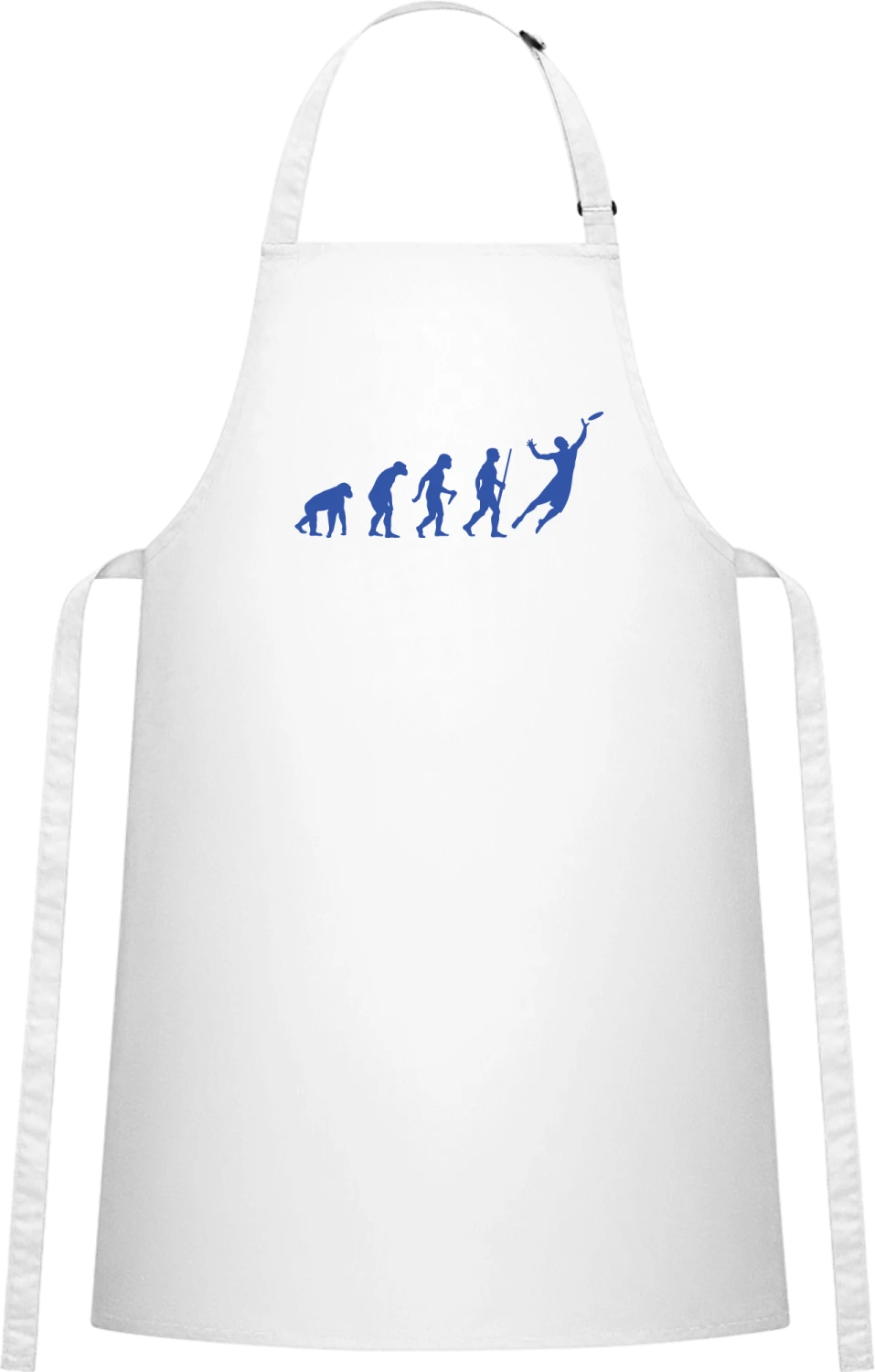 Frisbee Evolution - White Cotton Bib Apron - Front