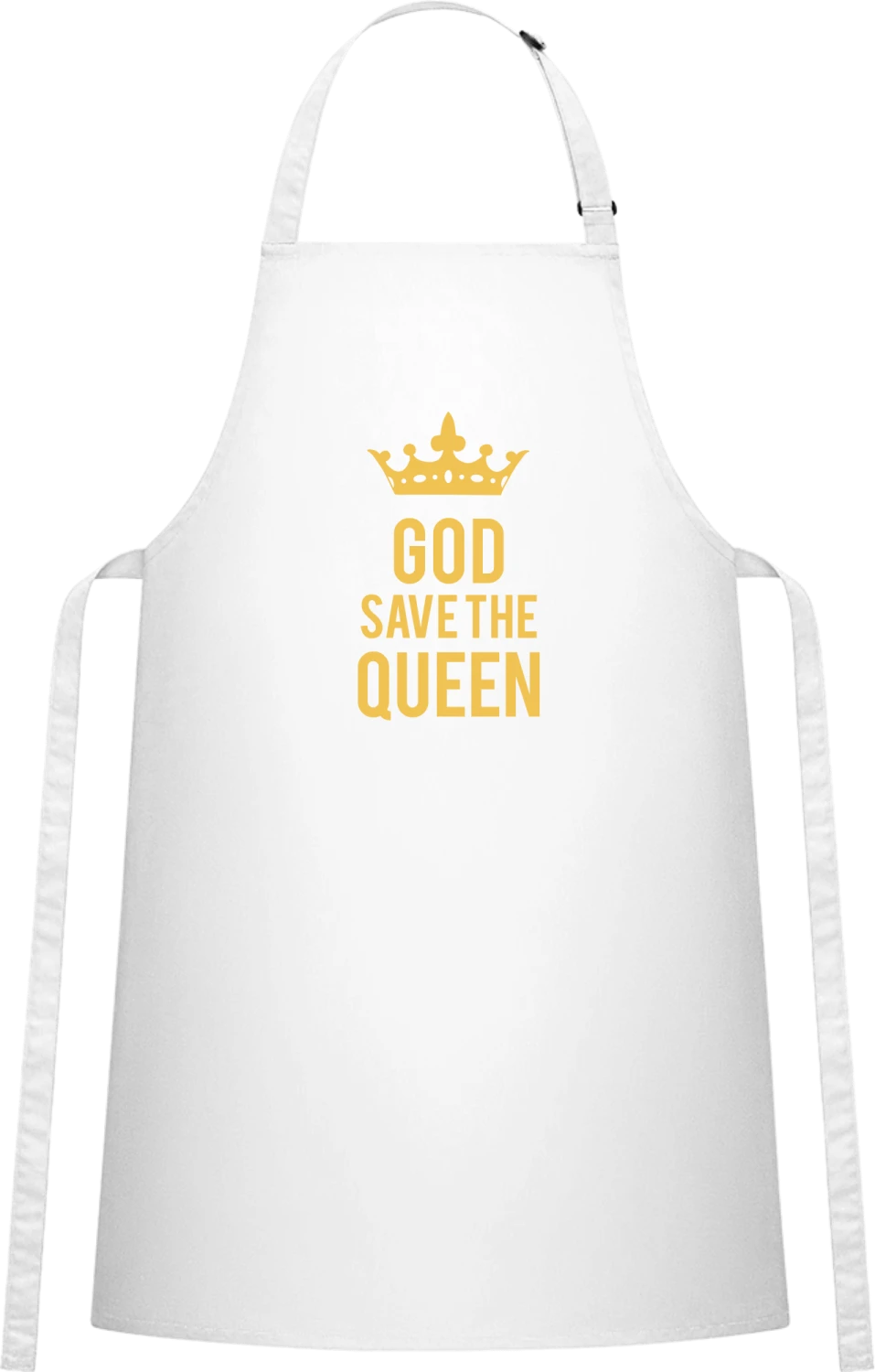 God Save The Queen - White Cotton Bib Apron - Front