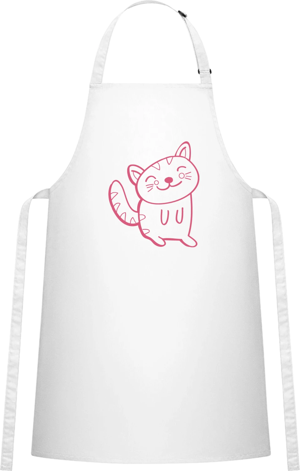 Cute Cat - White Cotton Bib Apron - Front