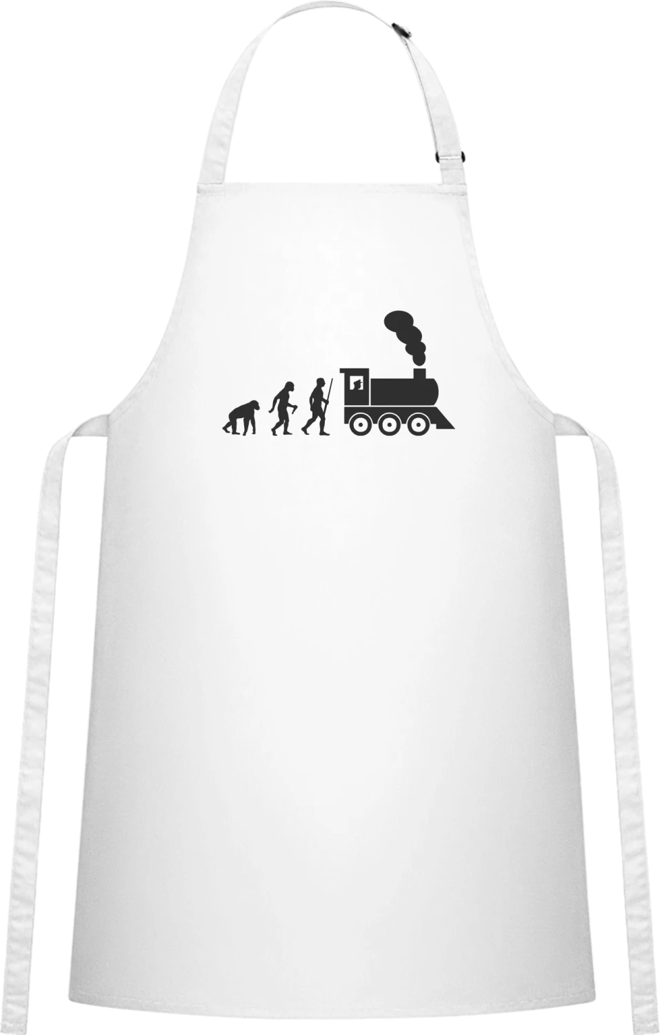 Train Driver Evolution - White Cotton Bib Apron - Front