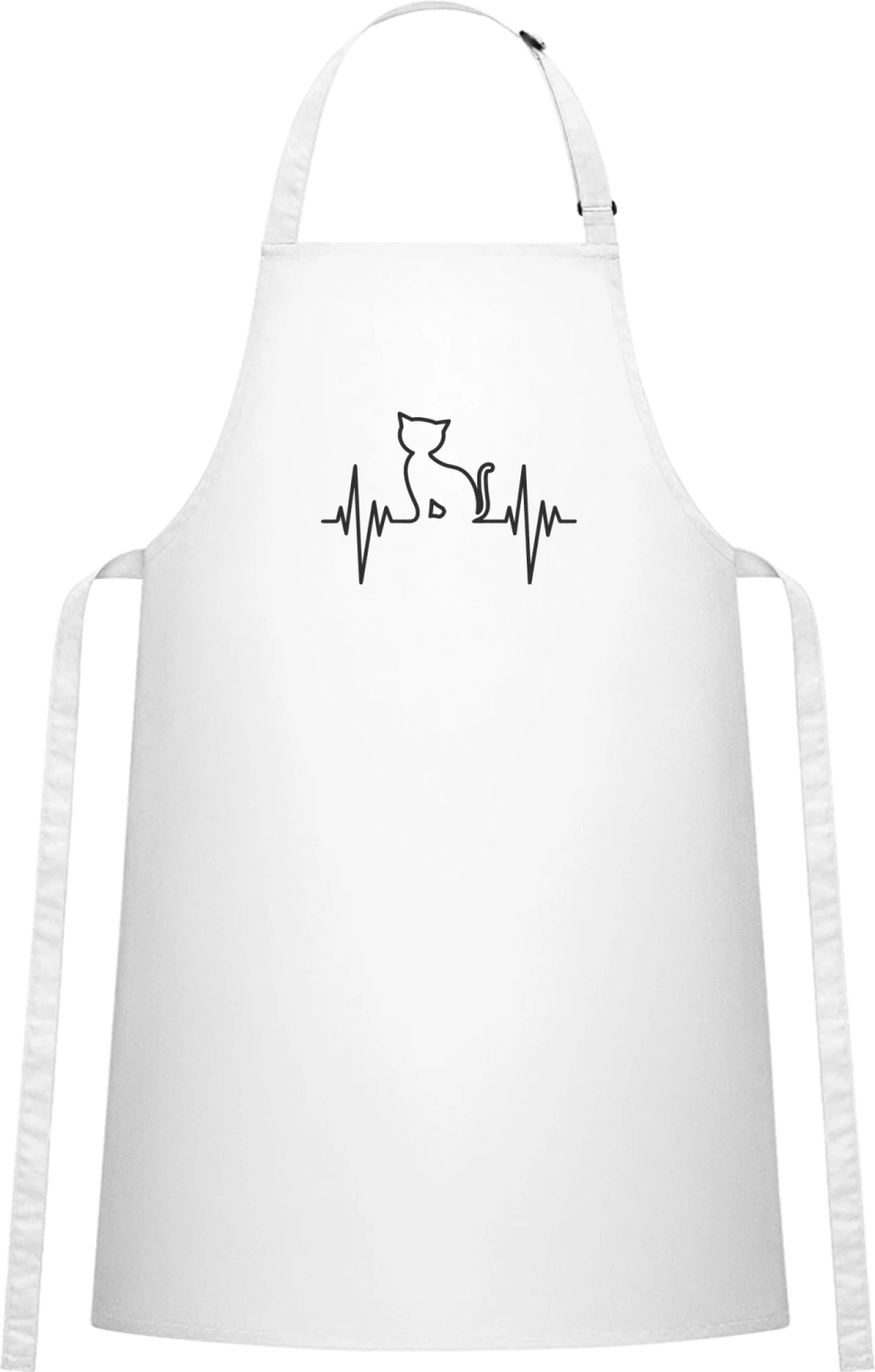 Cat Pulse - White Cotton Bib Apron - Front