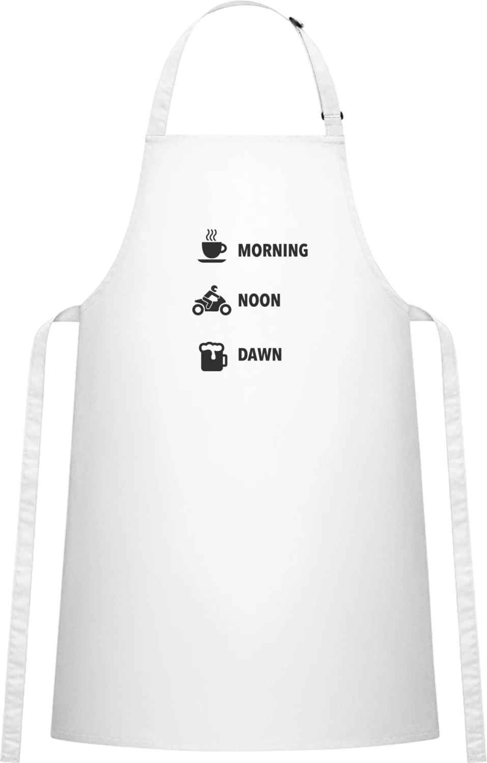 Coffee Motorcycle Beer - White Cotton Bib Apron - Front
