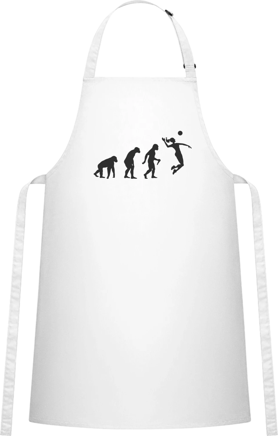 Volleyball Evolution Woman - White Cotton Bib Apron - Front